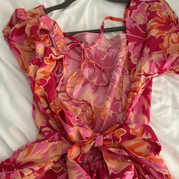 NWOT Pink and Orange Floral Dress - Picture 3 of 4